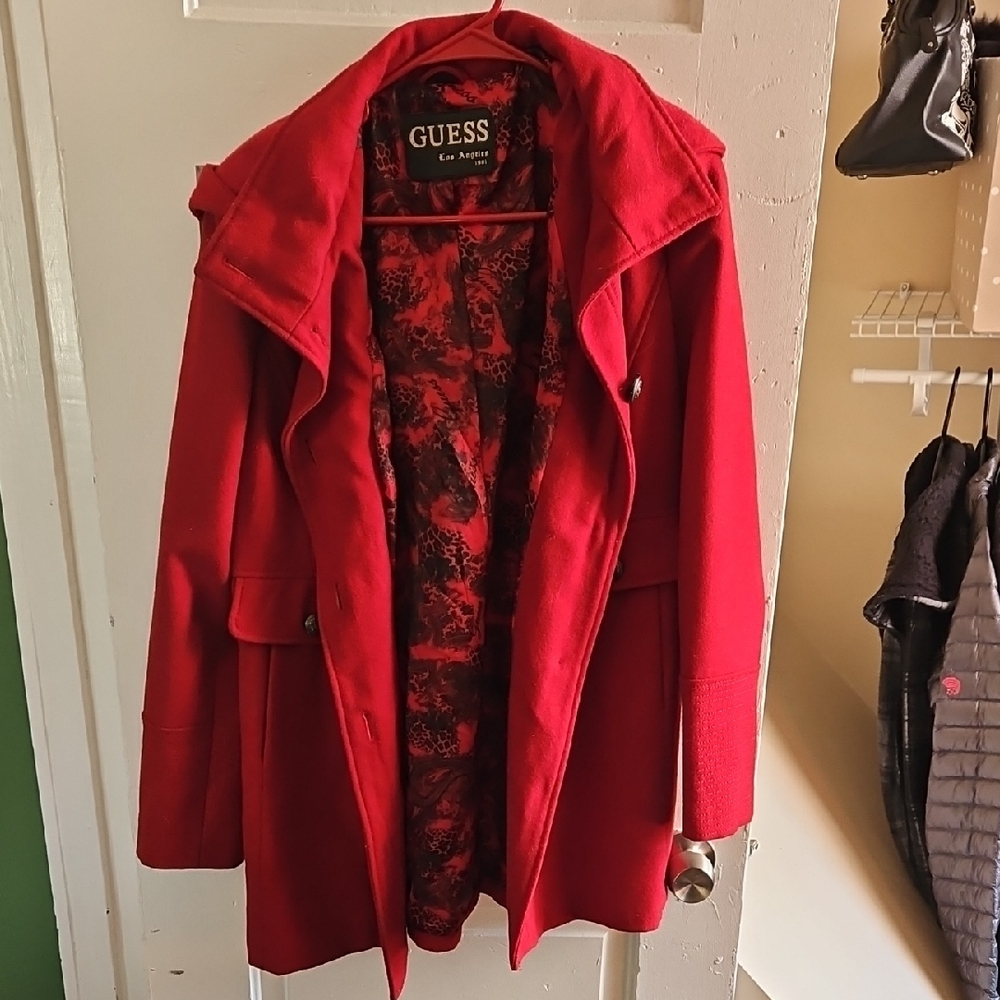 Guess Women's Vibrant Red Trench Coat